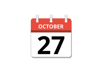 October, 27th calendar icon vector, concept of schedule, business and tasks
