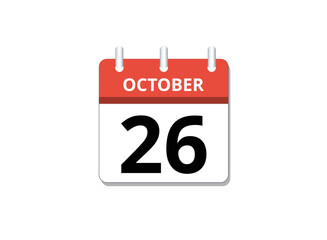 October, 26th calendar icon vector, concept of schedule, business and tasks
