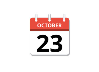 Fototapeta premium October, 23rd calendar icon vector, concept of schedule, business and tasks