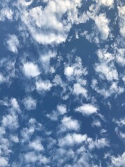 Blue sky and white clouds. Sunny weather. nature background