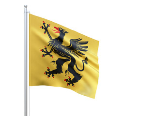 Sodermanlands (county in Sweden) flag waving on white background, close up, isolated. 3D render
