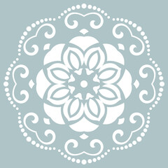 Elegant vintage ornament in classic style. Abstract traditional pattern with oriental elements. Classic vintage round white pattern