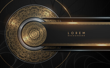 Abstract black and gold circle ornate background