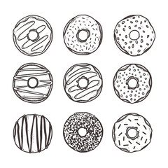  donuts hand drawn illustration vector