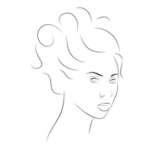 thin outline contour of pretty ladies portrait. elegant design for cosmetic advertising, medical brochure, hairstyle salon and more