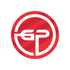 Corporate Red Color Logo Design Consisting of Letters G and P