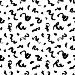 Abstract hand drawn doodle bold line, wavy seamless pattern. Wavy and curly lines, dry brush stroke texture. Chaotic ink brush scribbles decorative texture. Messy doodles, bold curvy lines texture