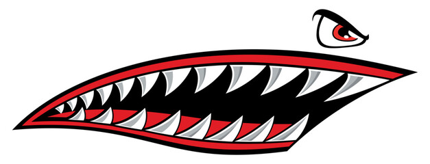 Motorcycle and car vector graphic Flying tigers shark teeth shark mouth vinyl decal biker helmet sticker