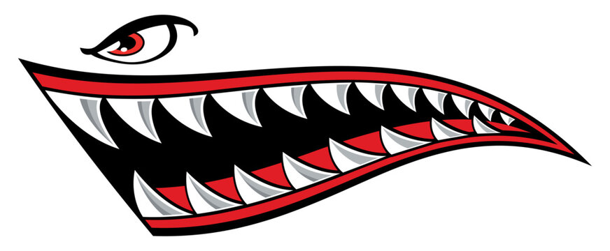 Flying tigers shark teeth car sticker motorcycle gas tank decal and helmet sticker
