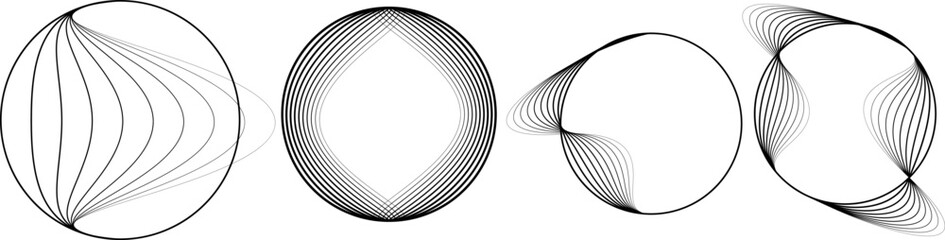 Lines in Circle Form . Spiral Vector Illustration .Technology round. Wave Logo . Design element . glitched lines .Abstract Geometric round shape 