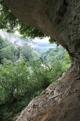 View of grotto of Belaya river valley