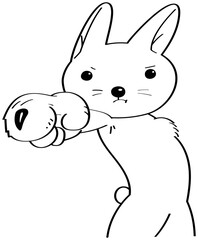 うさぎが右手で指をさしたファンタジーポーズをしているイラスト