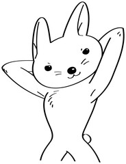 うさぎが両手を頭の後ろにしたファンタジーポーズをしているイラスト