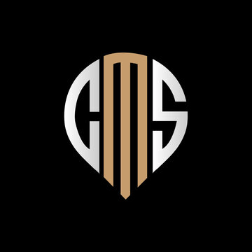 CMS logo monogram isolated on circle element design template, CMS letter logo design on black background. CMS creative initials letter logo concept. CMS letter design.
