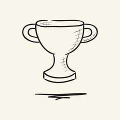Trophy doodle icon. Hand drawn vector illustration.