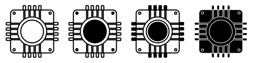 Chip vector icon set. Microchip illustration symbol collection. CPU sign. core logo.