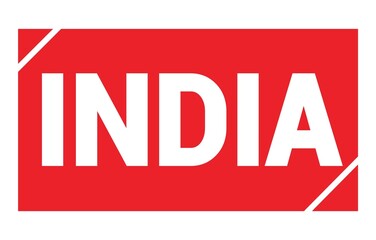 INDIA text written on red stamp sign.
