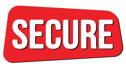 SECURE text on red trapeze stamp sign.
