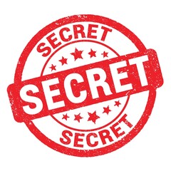 SECRET text written on red stamp sign.