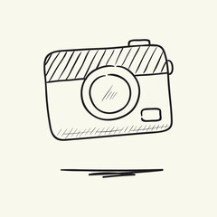 Photo camera doodle icon.  Hand drawn vector illustration