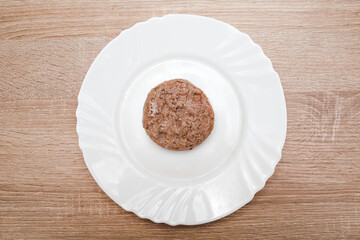 Plant based soy meat cutlet healthy dish plate.
