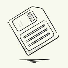 Floppy disk. Hand drawn vector illustration.