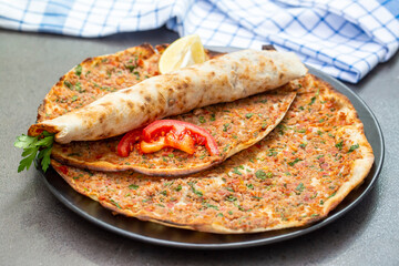 Turkish foods; Turkish pizza -Lahmacun