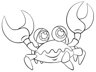 Crab. Element for coloring page. Cartoon style.