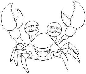 Crab. Element for coloring page. Cartoon style.