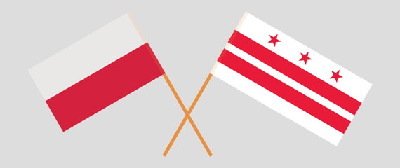 Crossed flags of Poland and District of Columbia. Official colors. Correct proportion