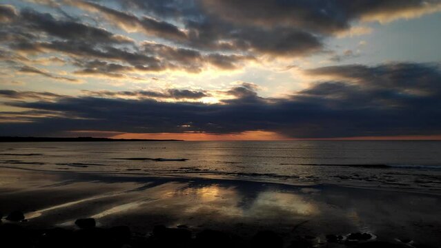 Sunset over Strandhill near Sligo along the Wild Atlantic Way on the West Coast of Ireland.