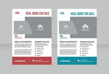 Naklejka na ściany i meble Real Estate Home Sale Flyer Template