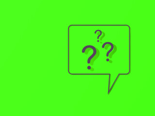 Question mark with shadow on green background. 3d image. 3d rendering.