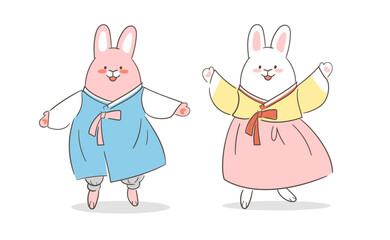 한복을 입은 토끼 캐릭터