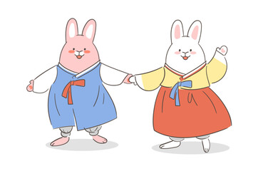 한복을 입은 토끼 캐릭터