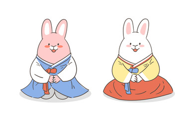 한복을 입은 토끼 캐릭터 © moore moore