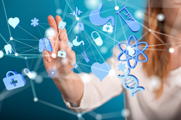  Ui icon medical in hospital with medical technology network concept