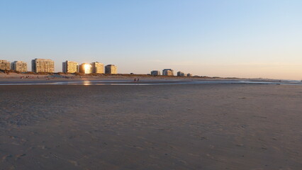 Naklejka premium Sunset at the Beach, De Panne