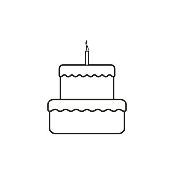 Cake candle icon. Birthday celebration concept. Sweet food. Vector illustration. Stock image. 