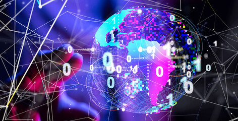 Global network connection. World map point and line composition concept