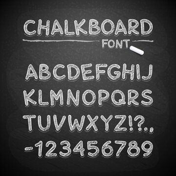 Hand Drawn Chalkboard Alphabet on Blackboard