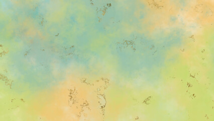 watercolor background painting with cloudy distressed texture. soft yellow beige lighting and gradient blue green colors. colorful background with watercolor stains and for design and decoration