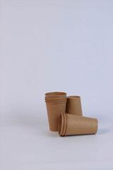 vertical photo cardboard coffee cups isolated on white background. High quality photo
