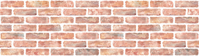 レンガの壁の水彩イラスト。シームレスパターン。（透過背景）
