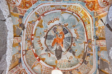 Ancient fresco paintings in Ihlara valley. Agacalti Kilise. Cappadocia, Turkey