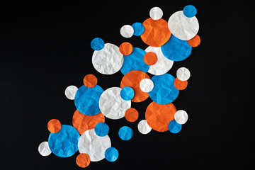 Orange, Blue & White paper dots