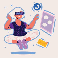 woman interacting in metaverse