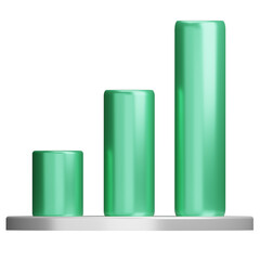 Bar Chart Growth Graph on transparent background. 3D Illustration