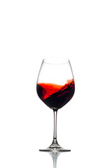 Red wine glass isolated on a white background. 
