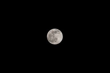 The full moon in the night sky.